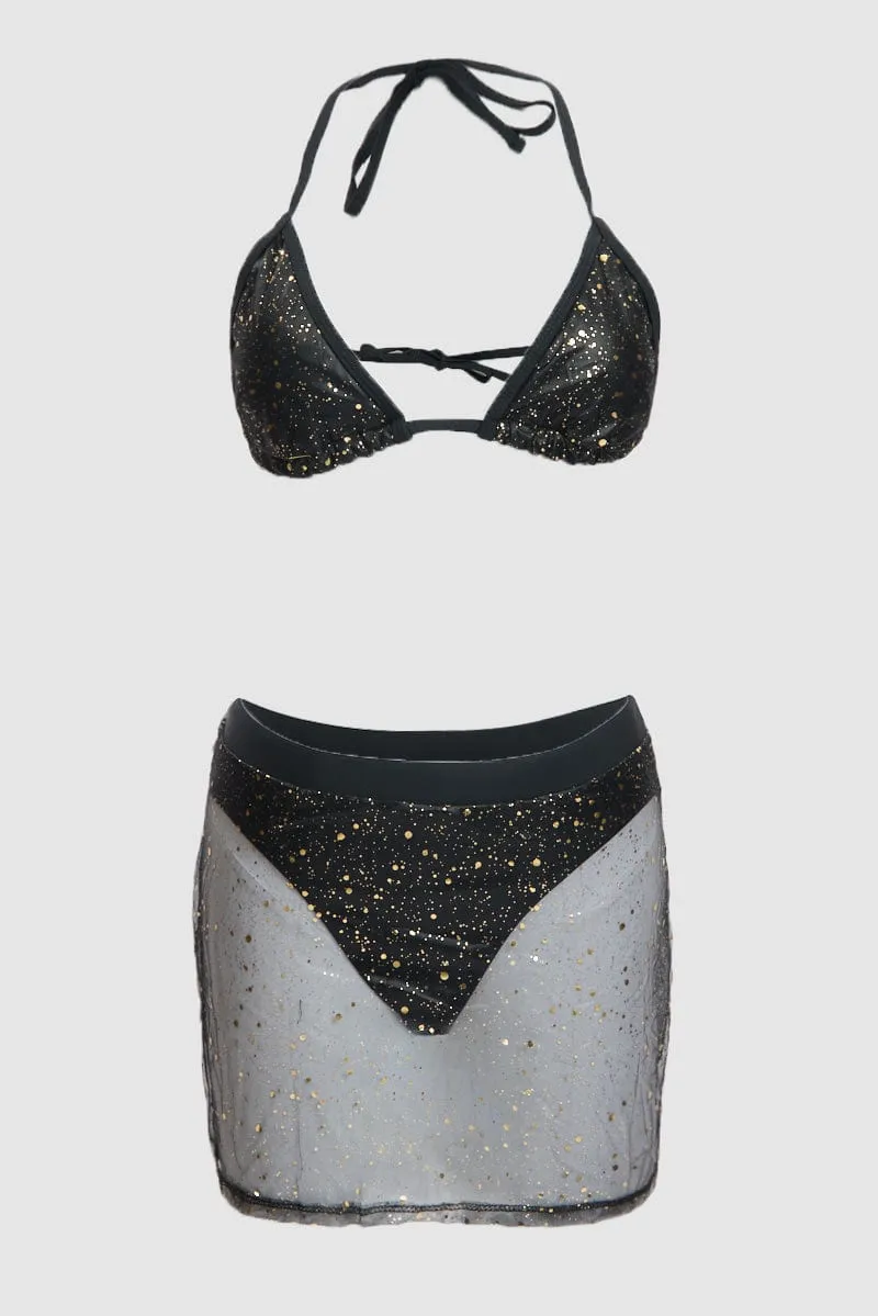 Black Glitter Lingerie Set