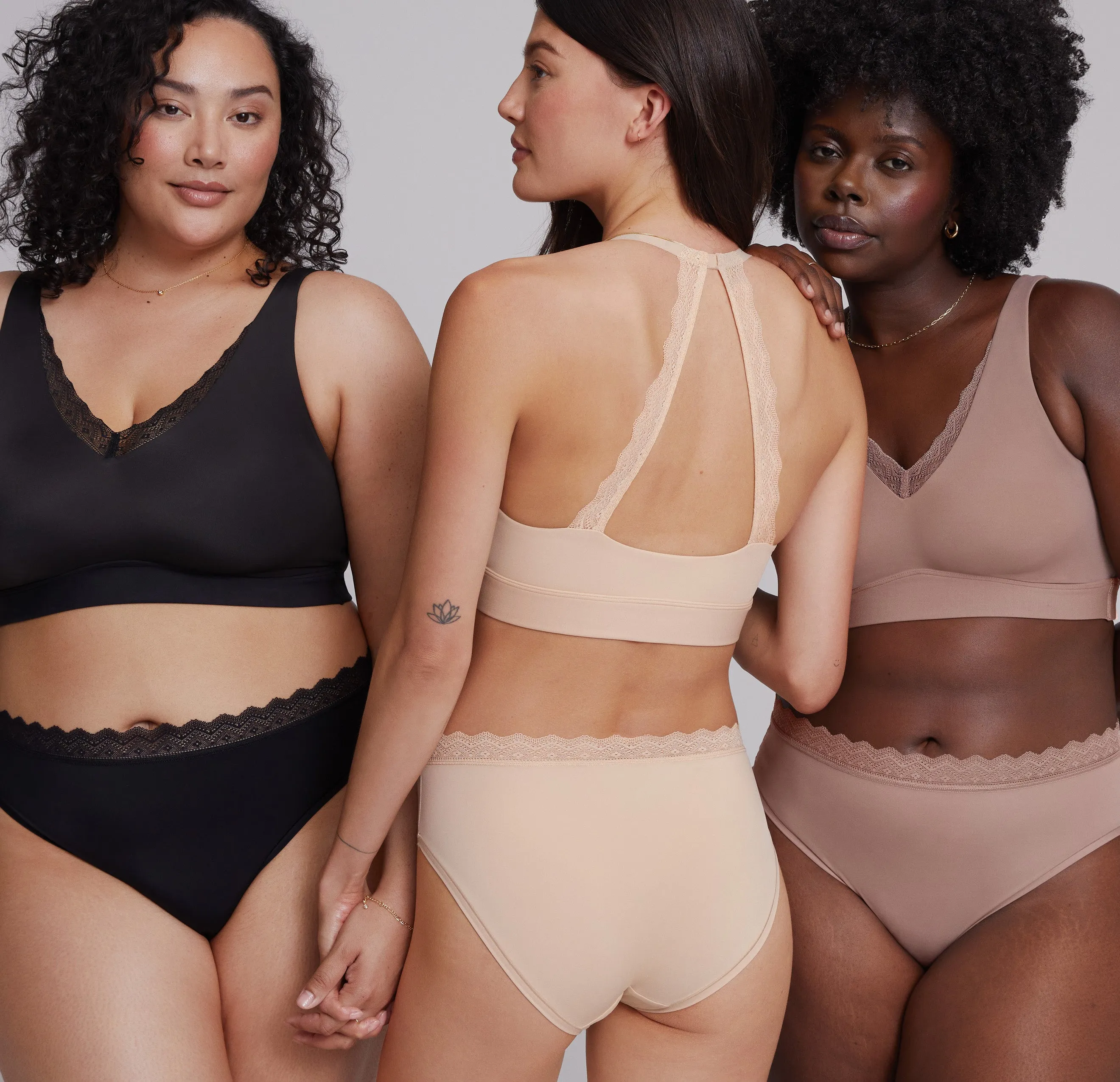 Bliss Lace Halterneck Bralette in Beige