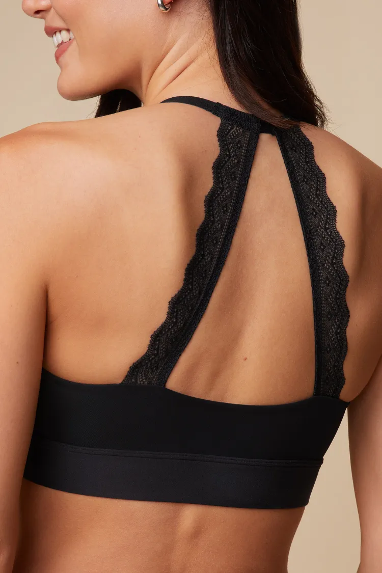 Bliss Lace Halterneck Bralette in Black