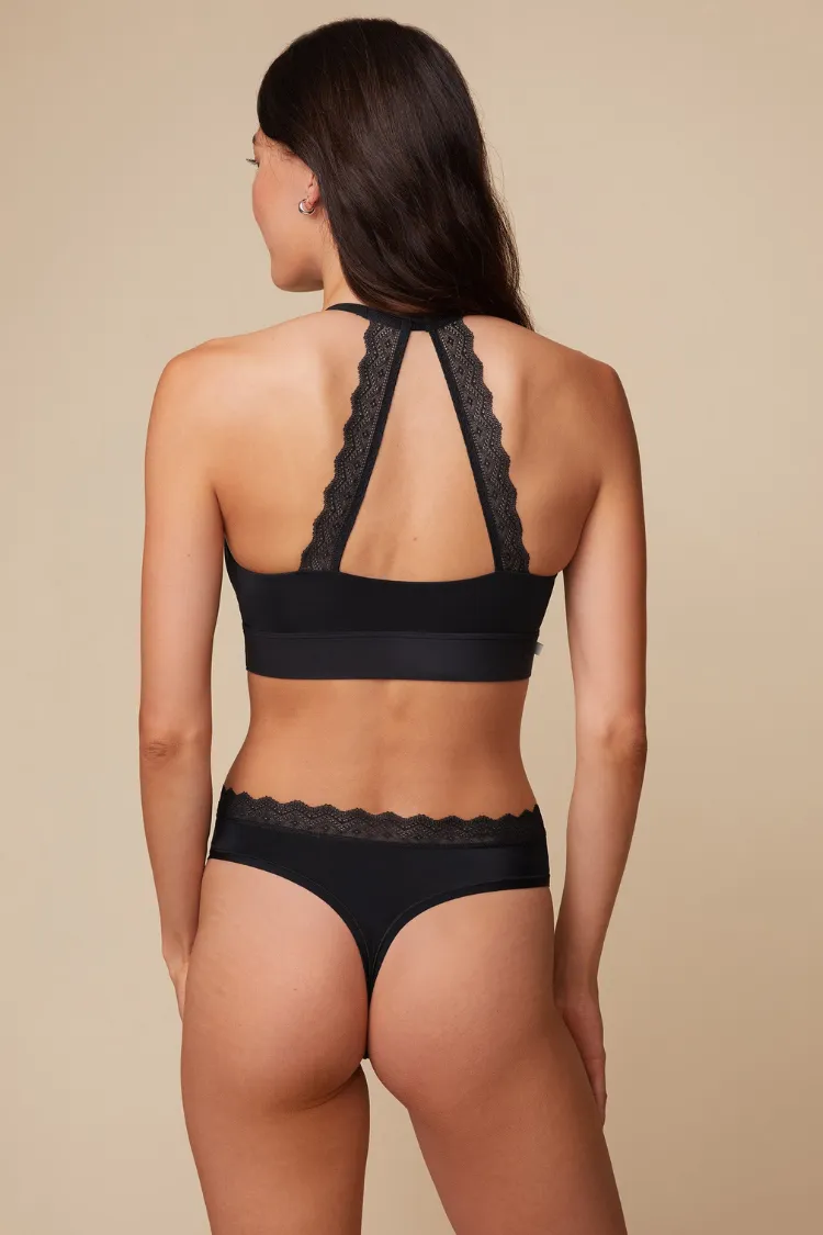 Bliss Lace Halterneck Bralette in Black