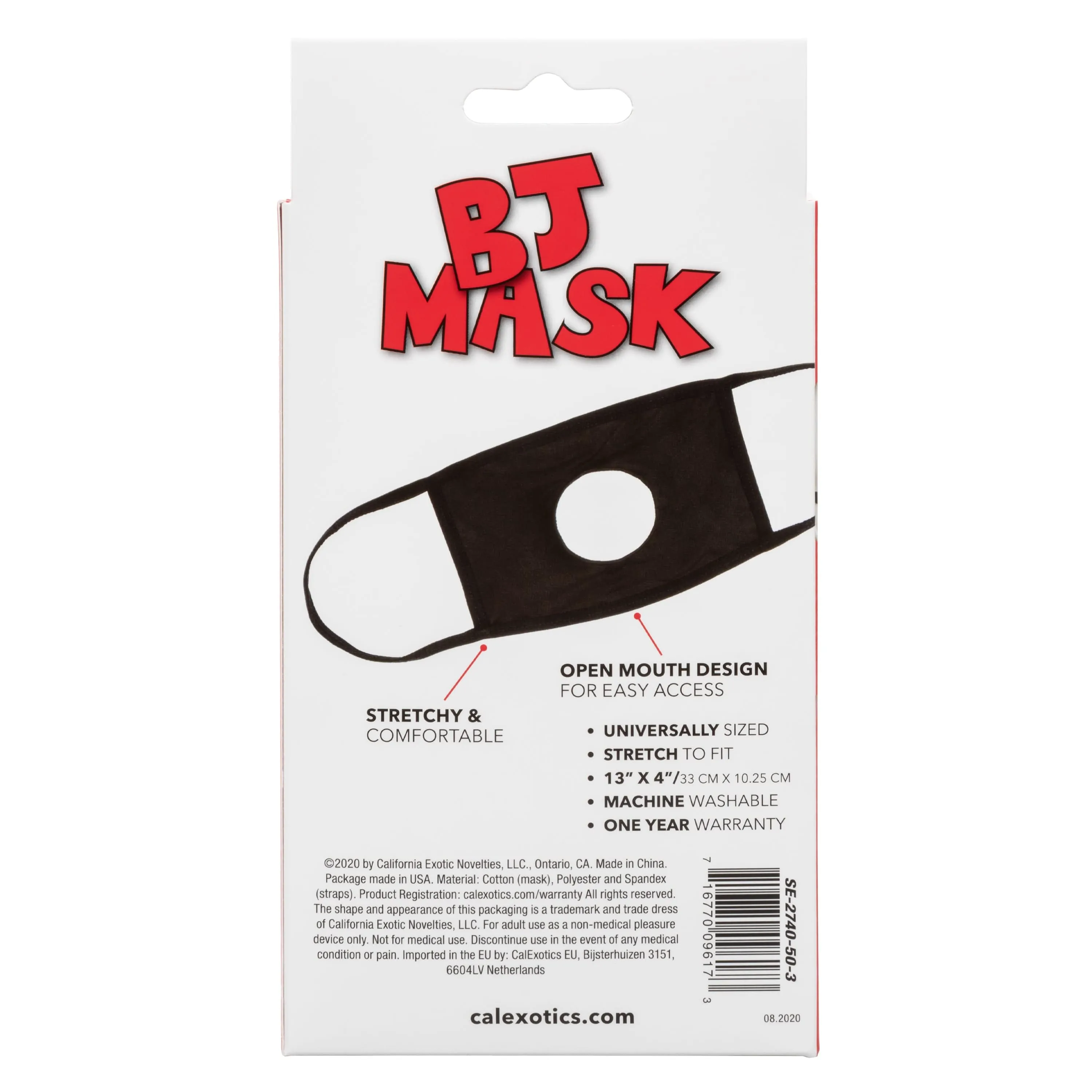 California Exotics - BJ Blowjob Mask Costume Accessory O/S (Black)