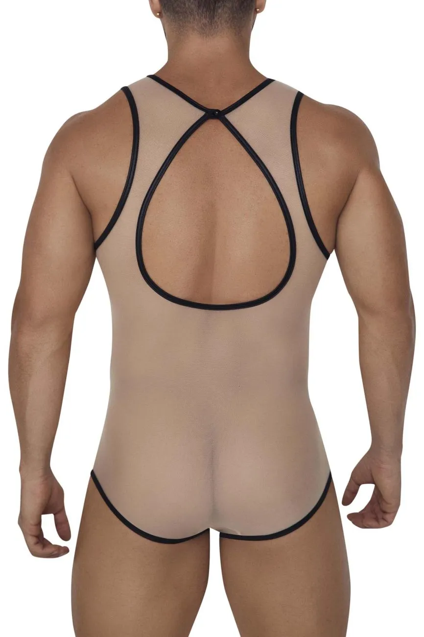 CandyMan 99683X Tulle Bodysuit Color Beige