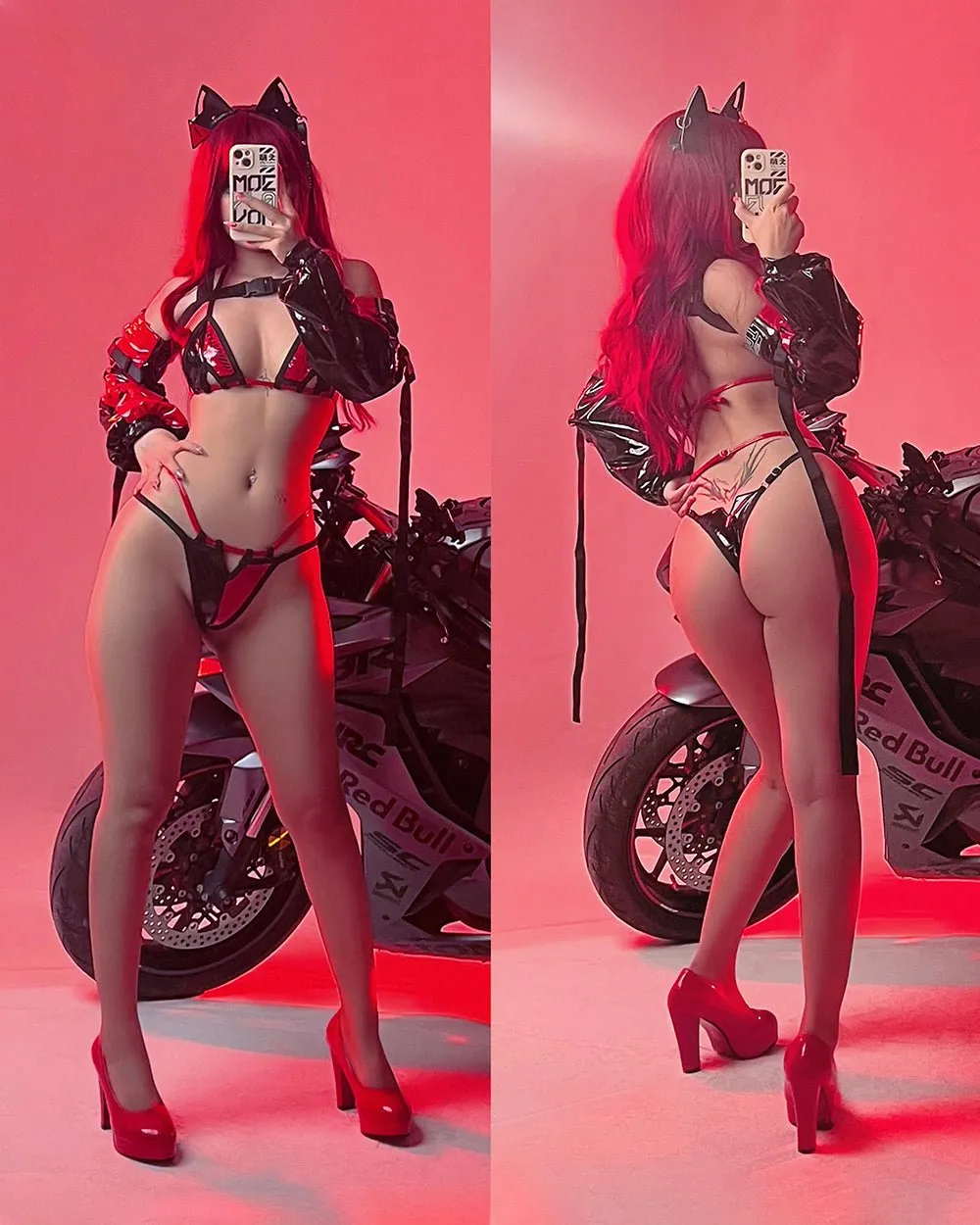 DANGER Cyber Cat Bikini with Sleeves