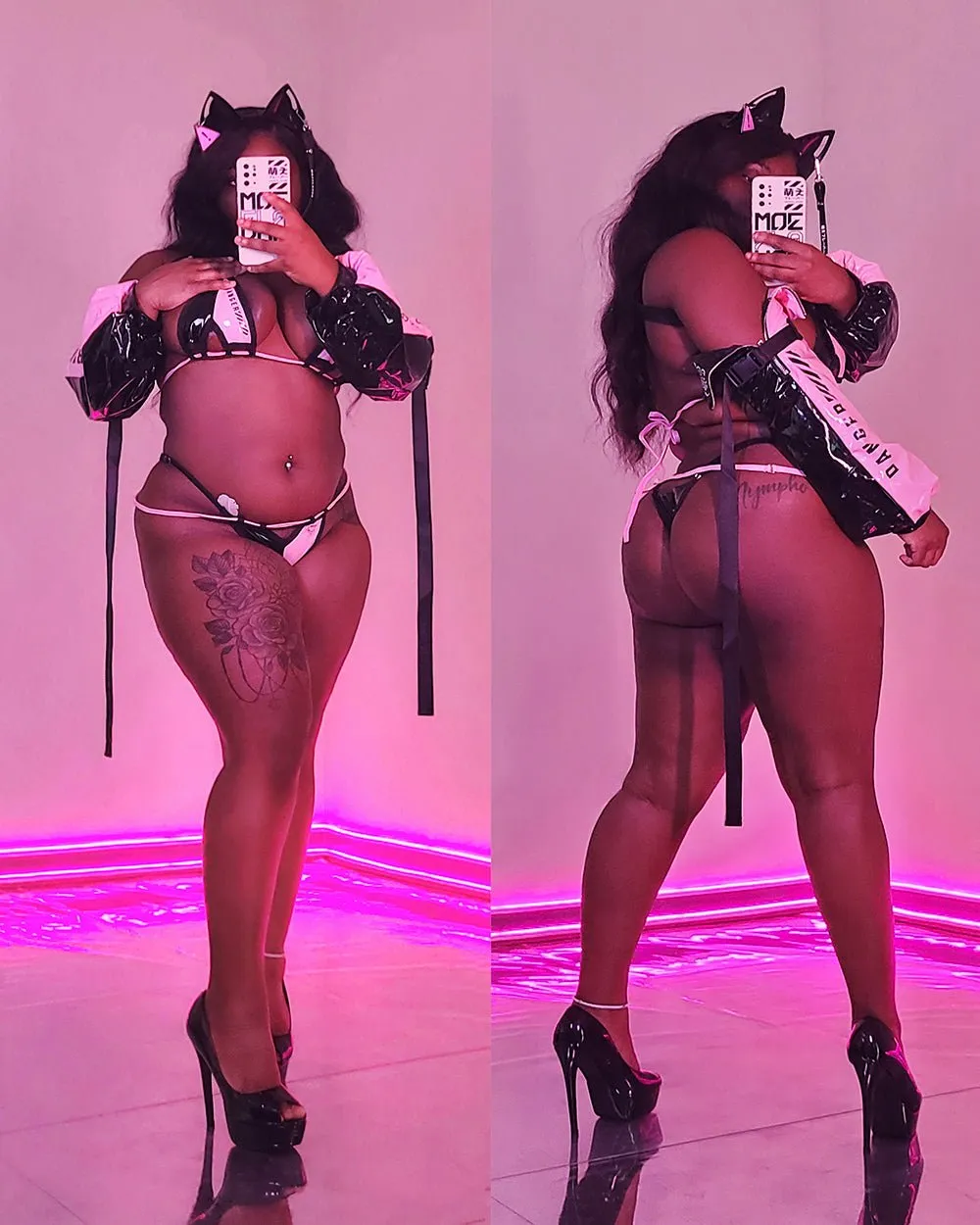DANGER Cyber Cat Bikini with Sleeves