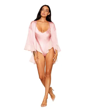 Dreamgirl Matte Satin Robe and Teddy Set