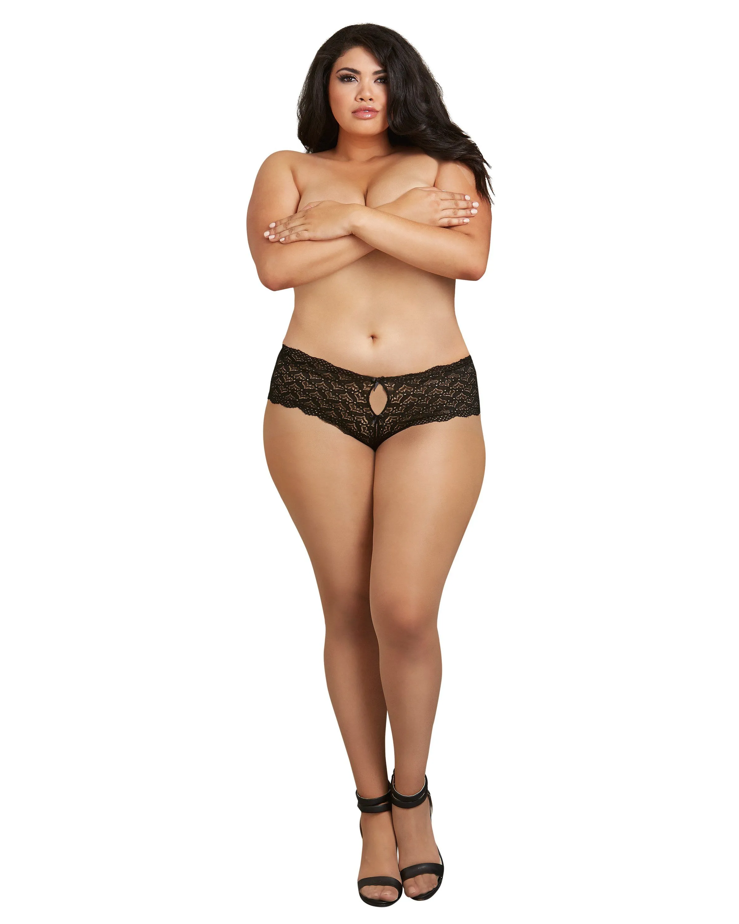Dreamgirl Plus Size Heart Cutout Lace Panty