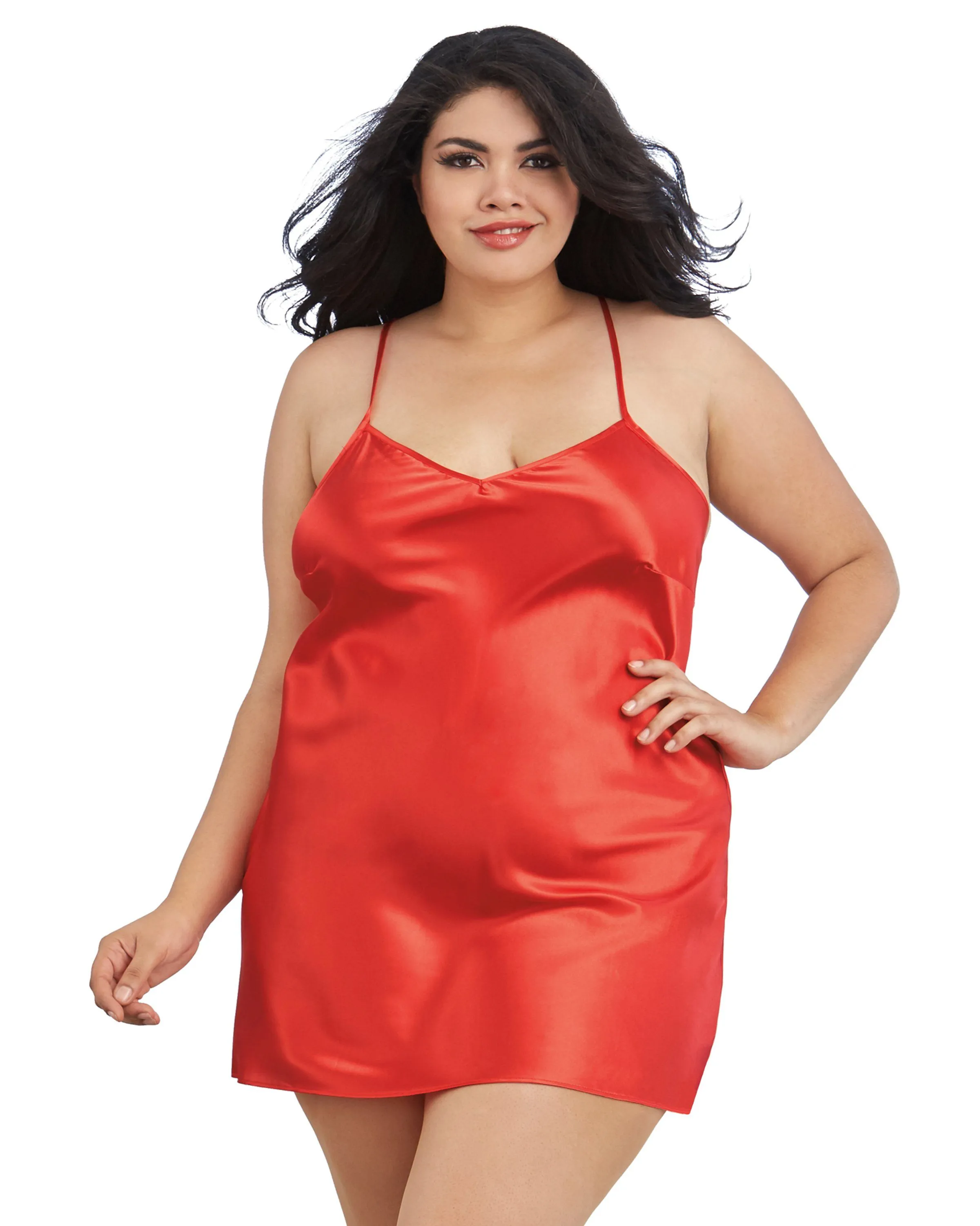 Dreamgirl Plus Size Satin Robe & Chemise Set
