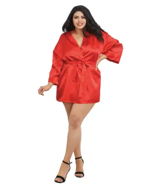 Dreamgirl Plus Size Satin Robe & Chemise Set