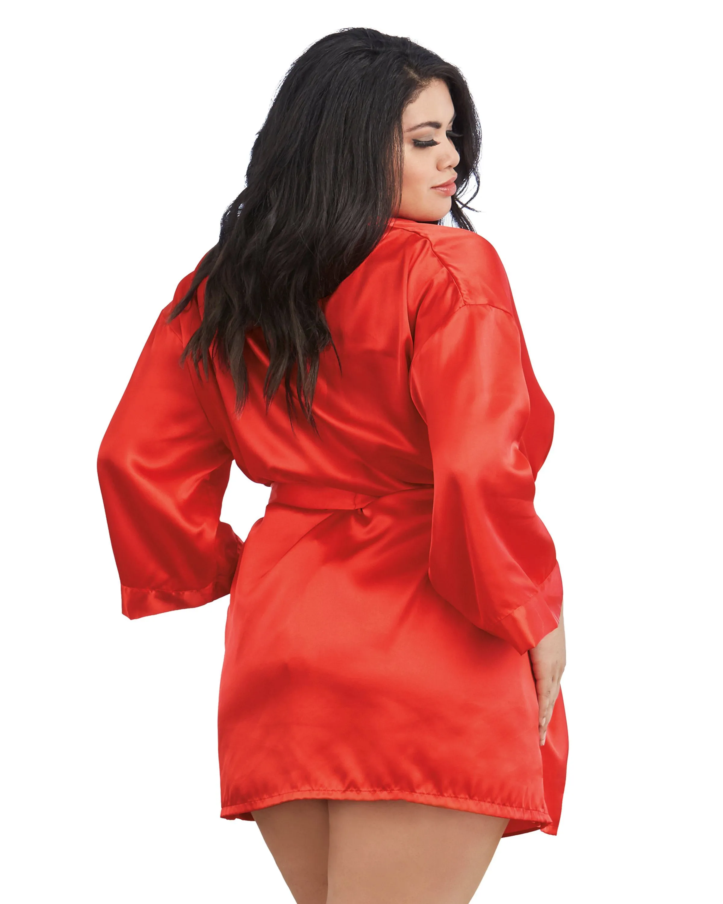 Dreamgirl Plus Size Satin Robe & Chemise Set