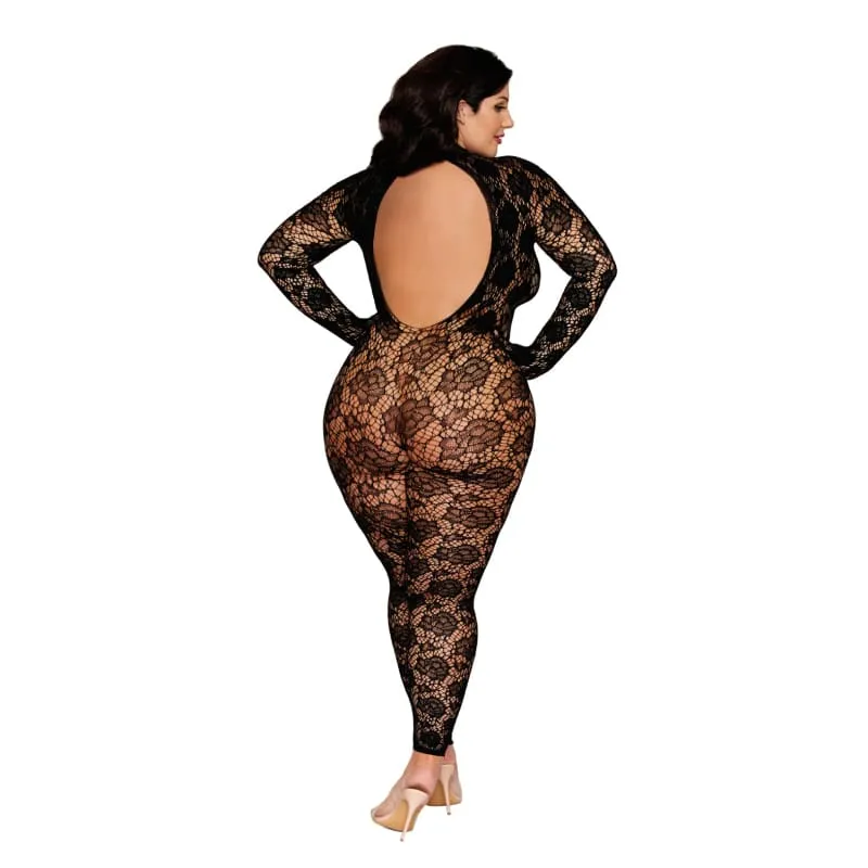 Gloved Bodystocking Dmnd - Queen Size - Black