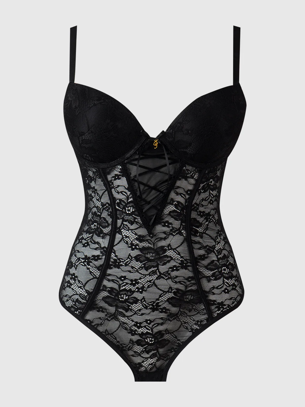 Mabel Lace Underwire Lace Up Teddy