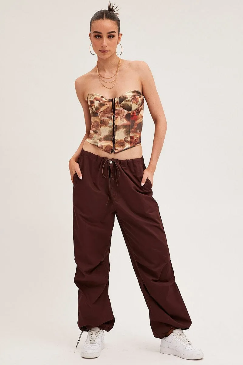 Multi Tie Dye Bandage Hook And Eye Structured Corset Top