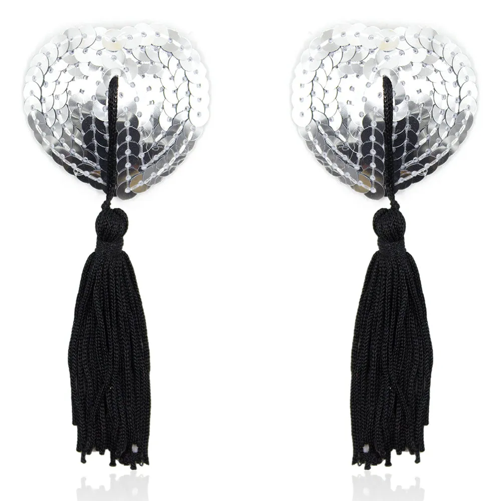 Poison Rose - Heart Shaped Nipple Covers With Tassels