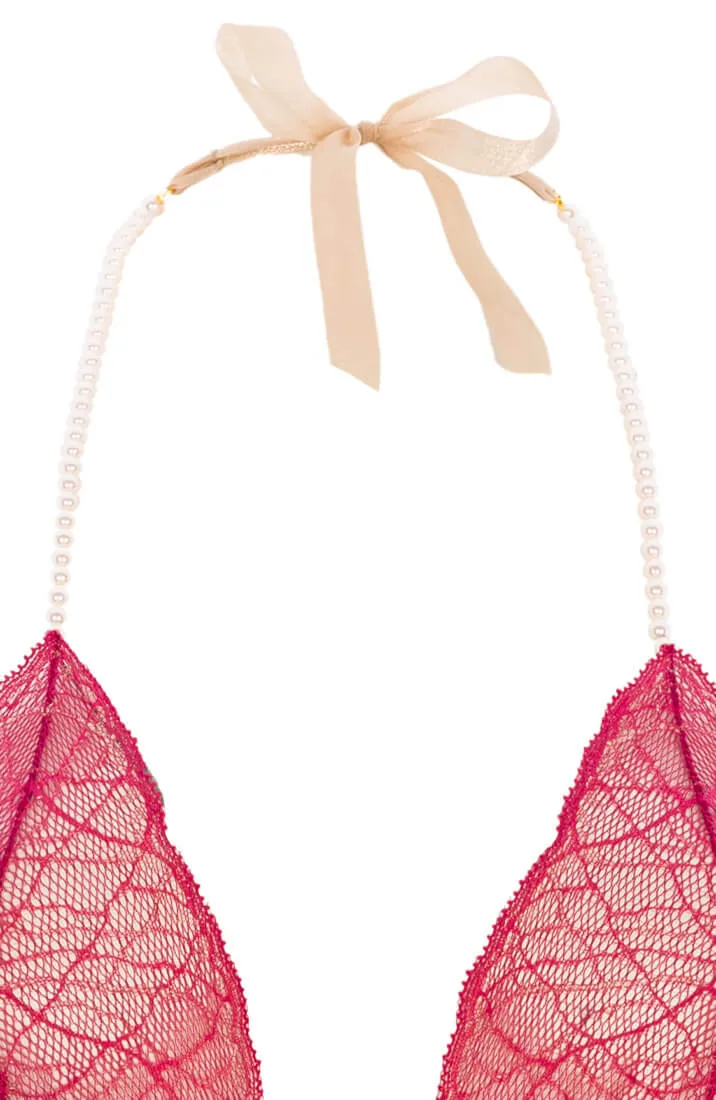 Red bodysuit with double pearl string - Sydney Body Double