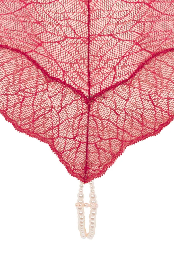 Red bodysuit with double pearl string - Sydney Body Double