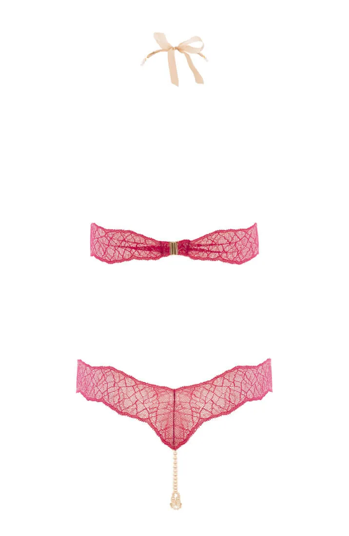 Red bodysuit with double pearl string - Sydney Body Double