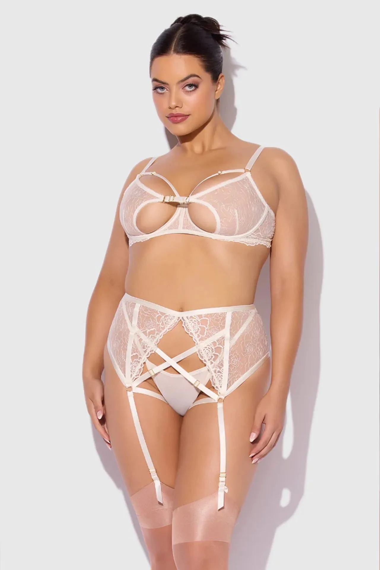 Rosalie Embroidered Lace Plus Size Lingerie Set