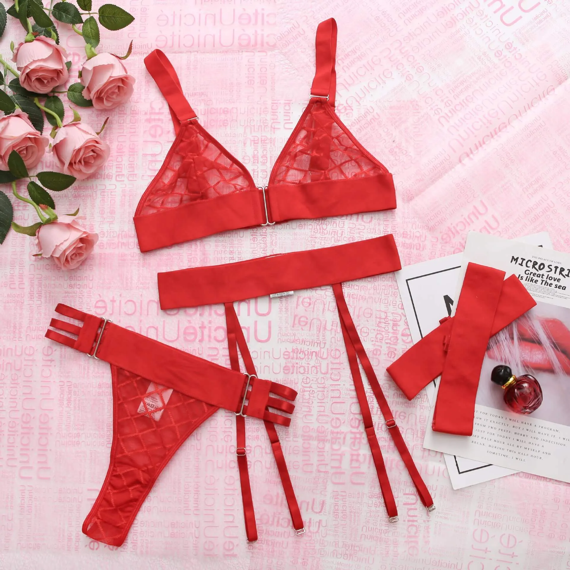 See Through Mesh Lingerie Set Ladies Sexy Panty