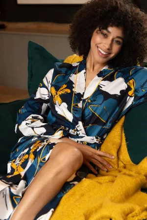 Verity Floral Print Long Dressing Gown, Size UK 8