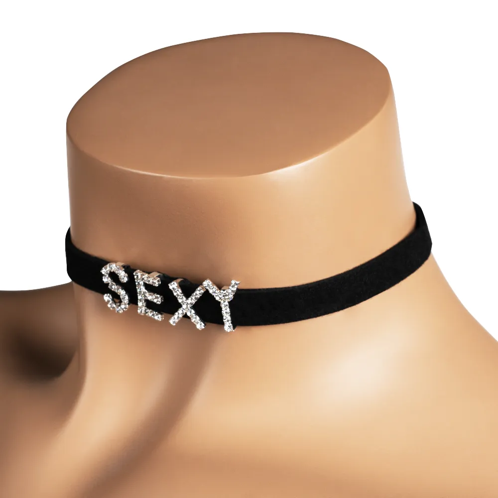 Western Fashion Sexy Diamante Letter Choker